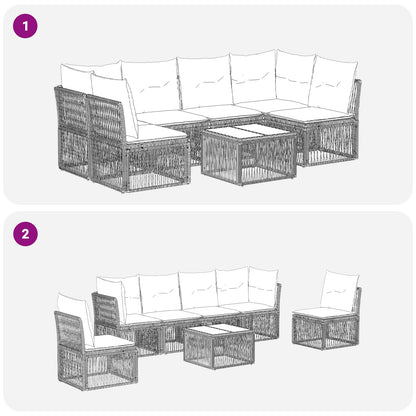 Set Divano da Giardino 7 pcs Grigio polyrattan | homemem39