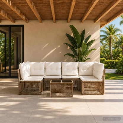 Set Divano da Giardino 7 pcs Beige polyrattan | homemem39