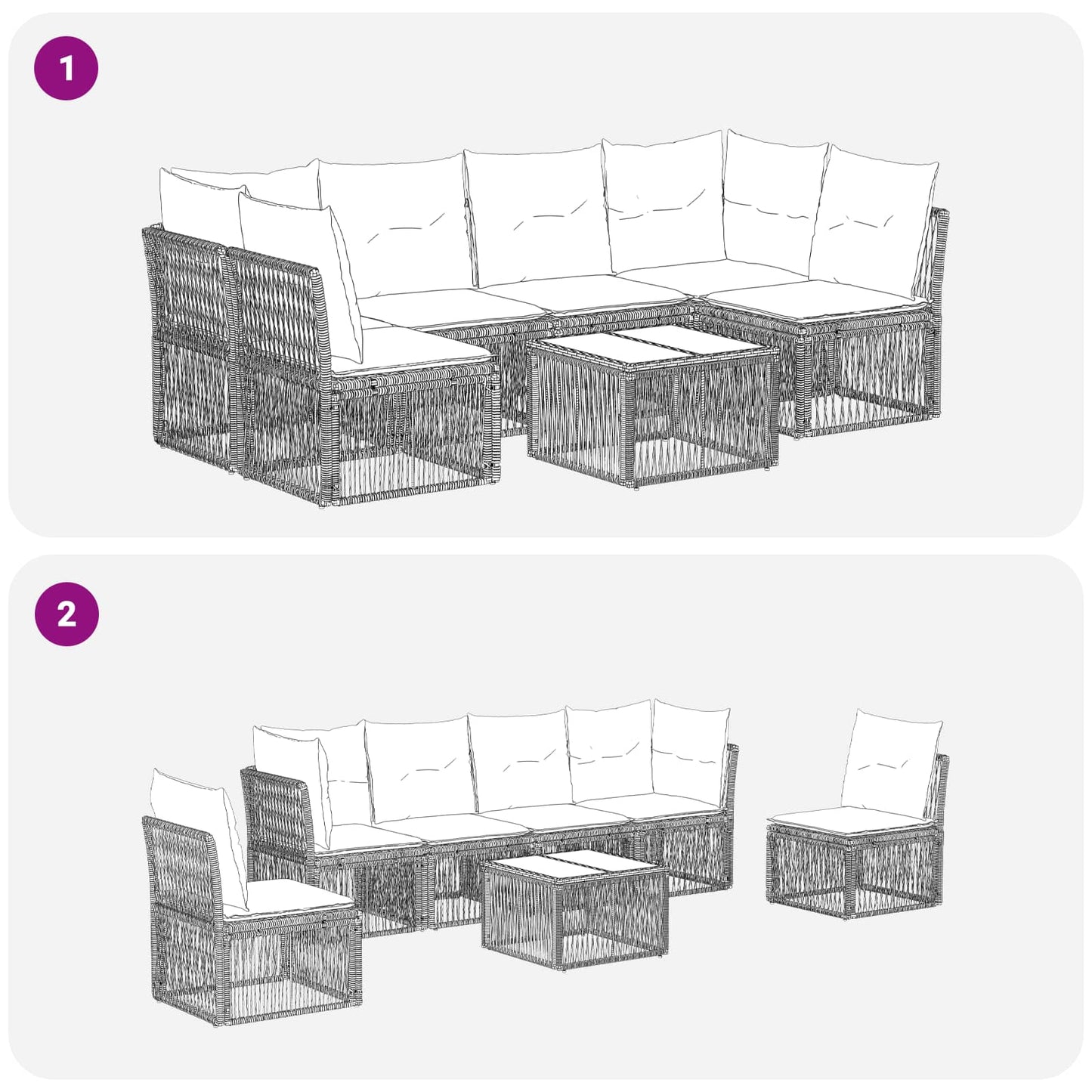 Set Divano da Giardino 7 pcs Beige polyrattan | homemem39