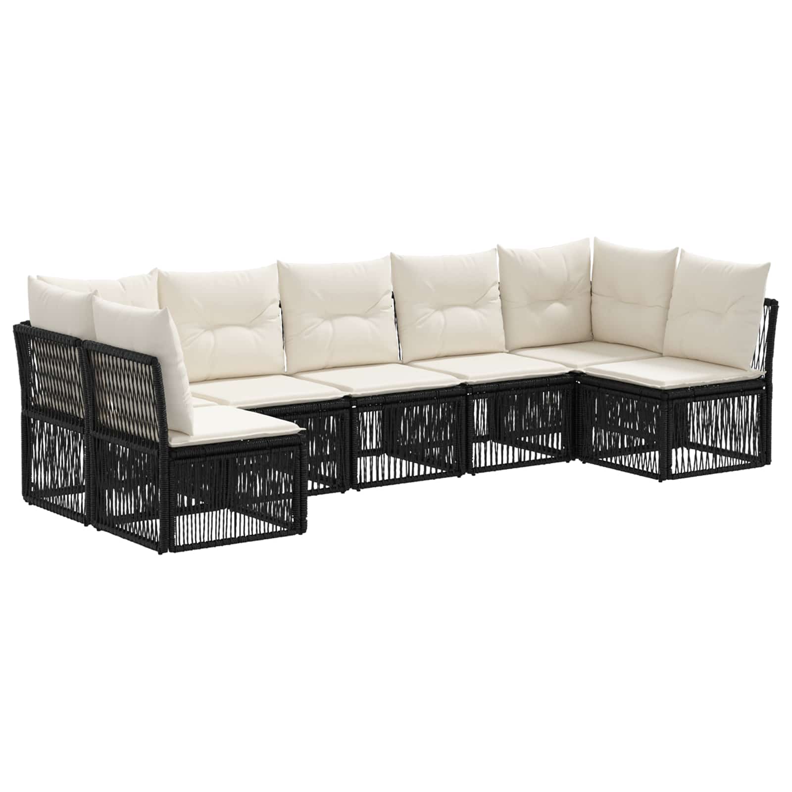 Set Divano da Giardino 7 pcs Nero polyrattan | homemem39