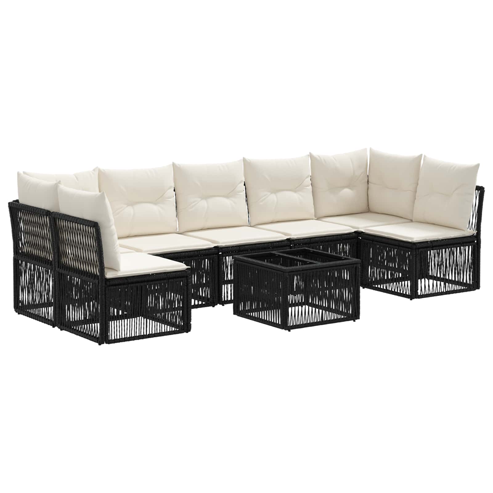 Set Divano da Giardino 8 pcs Nero polyrattan | homemem39