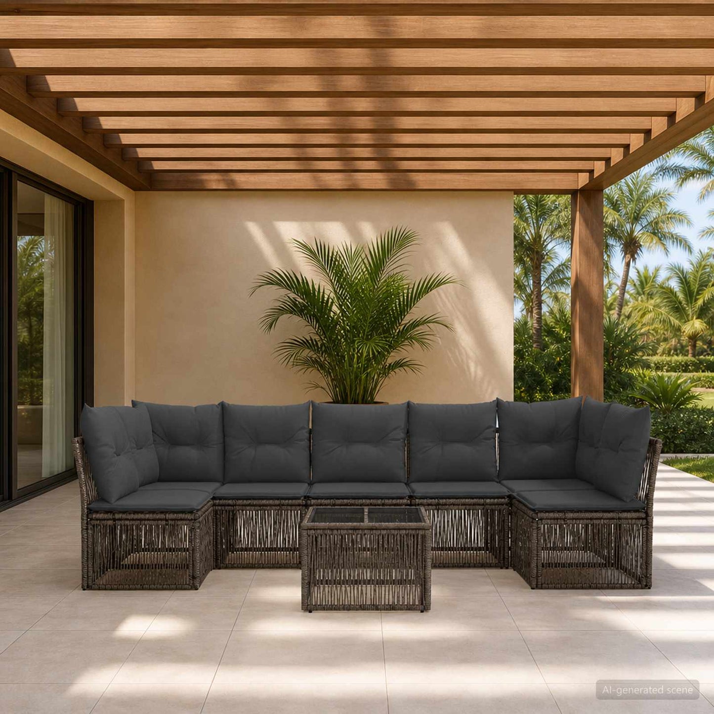 Set Divano da Giardino 8 pcs Grigio polyrattan | homemem39