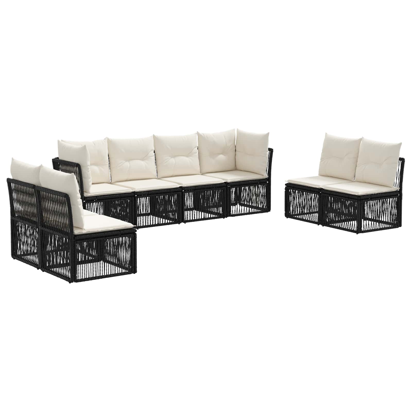 Set Divano da Giardino 8 pcs Nero polyrattan | homemem39