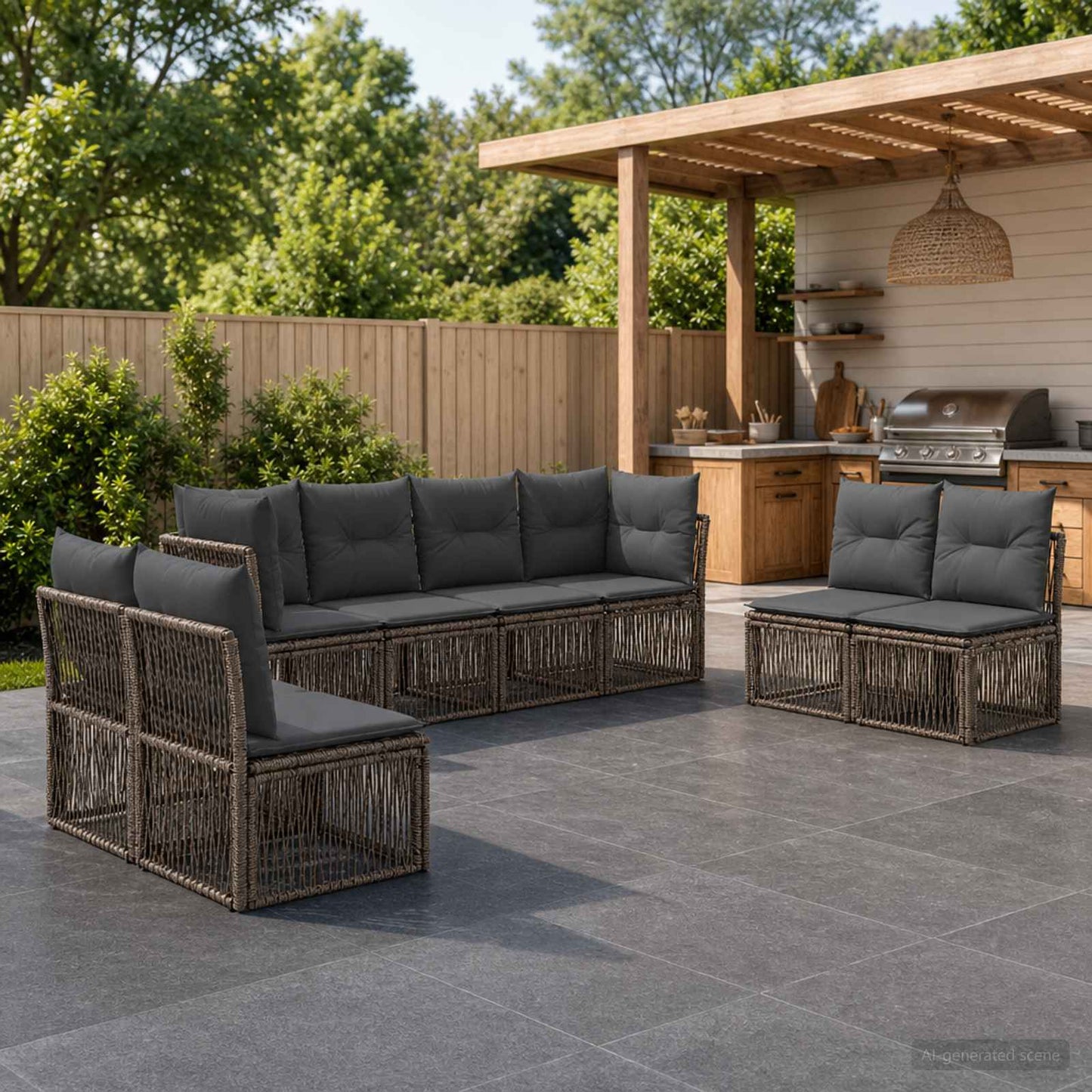 Set Divano da Giardino 8 pcs Grigio polyrattan | homemem39