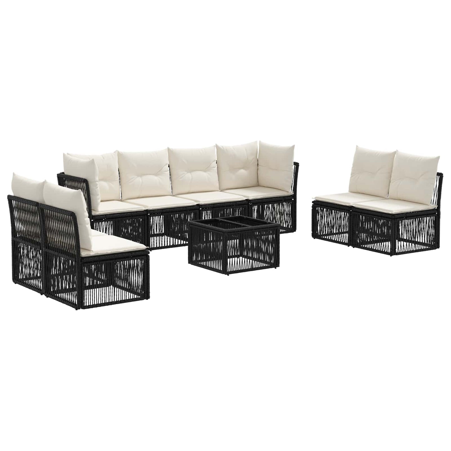 Set Divano da Giardino 9 pcs Nero polyrattan | homemem39