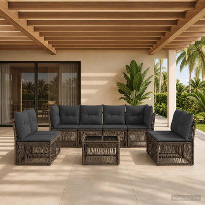 Set Divano da Giardino 9 pcs Grigio polyrattan | homemem39