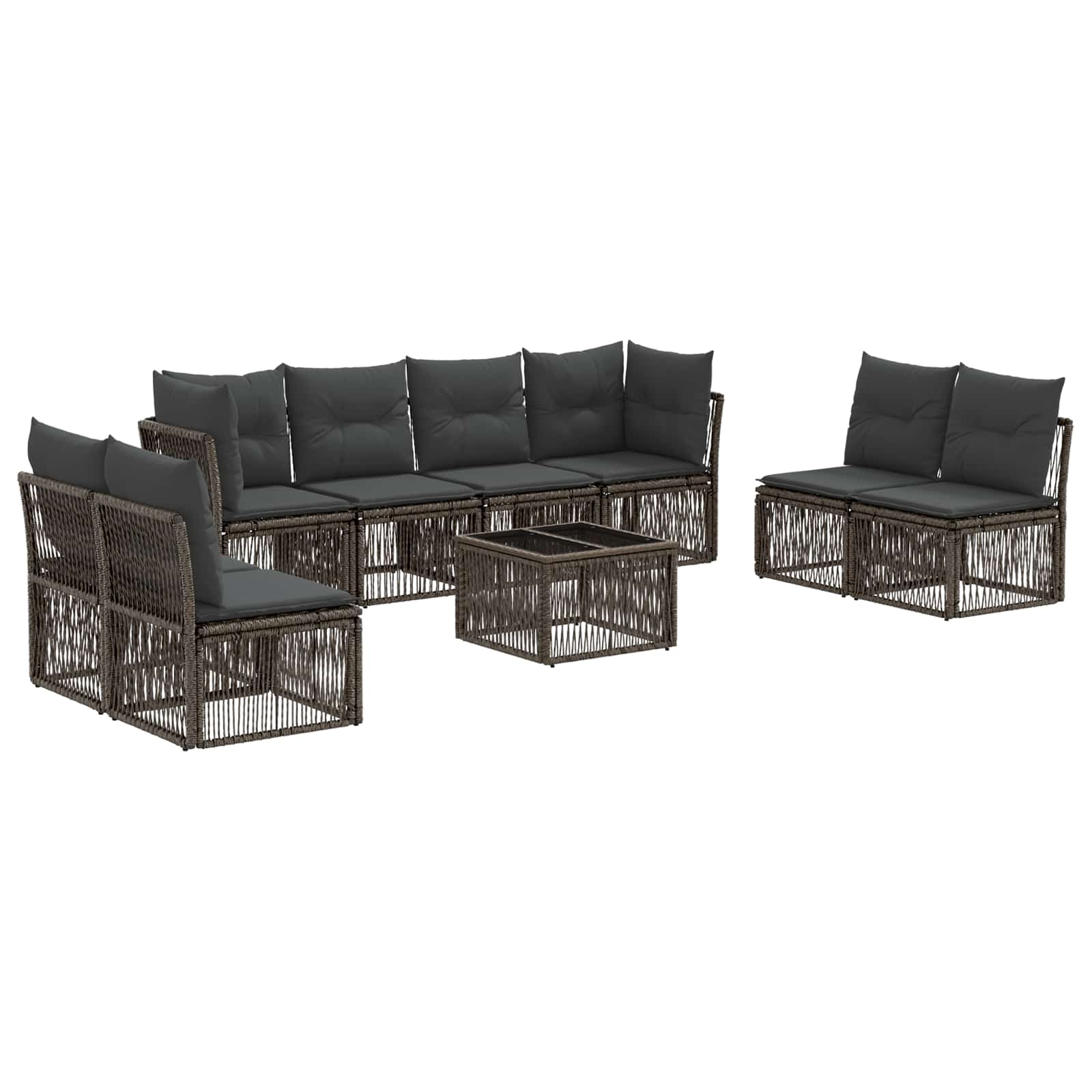 Set Divano da Giardino 9 pcs Grigio polyrattan | homemem39