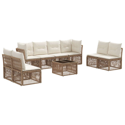 Set Divano da Giardino 9 pcs Beige polyrattan | homemem39