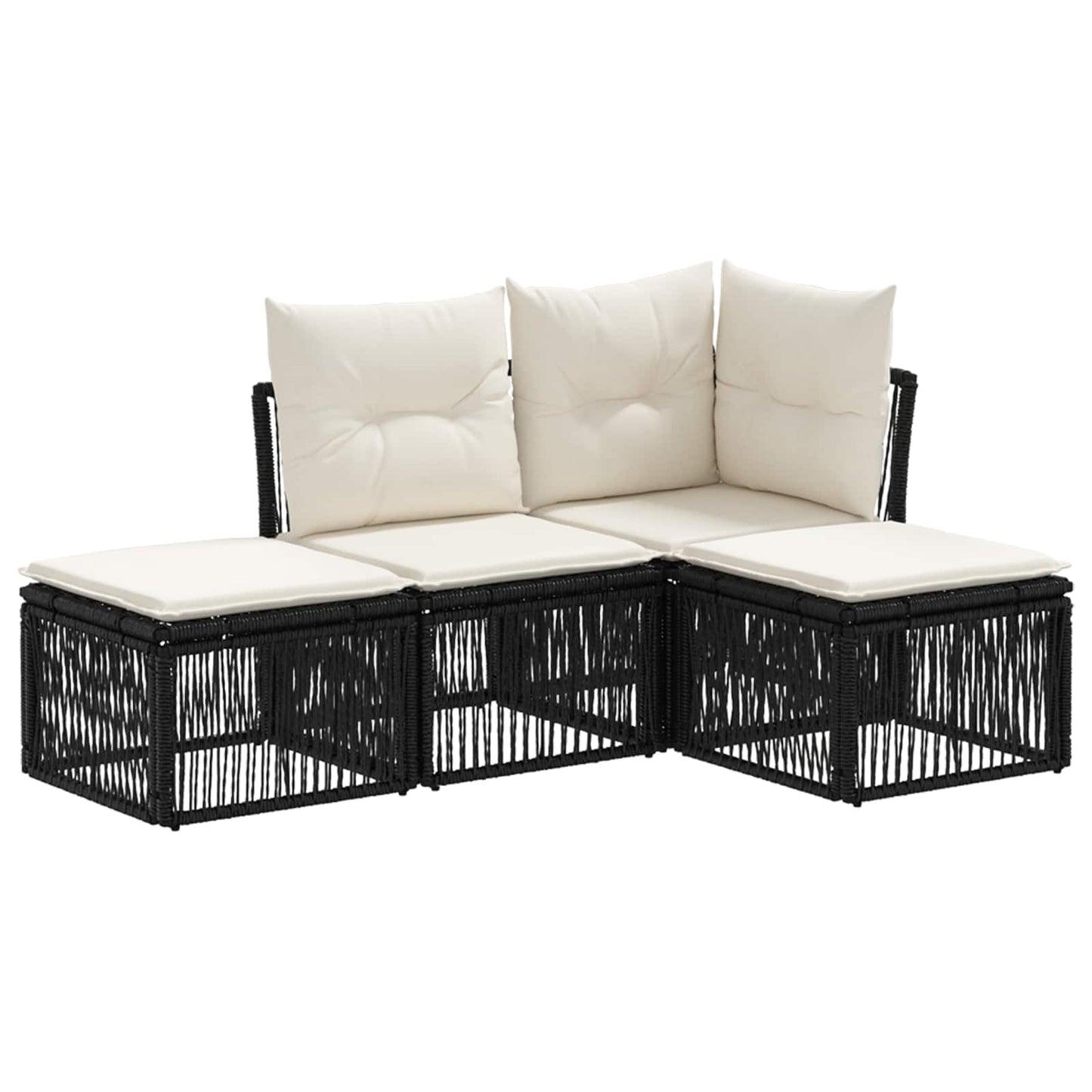 Set Divano da Giardino 4 pcs Nero polyrattan | homemem39