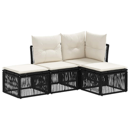 Set Divano da Giardino 4 pcs Nero polyrattan | homemem39