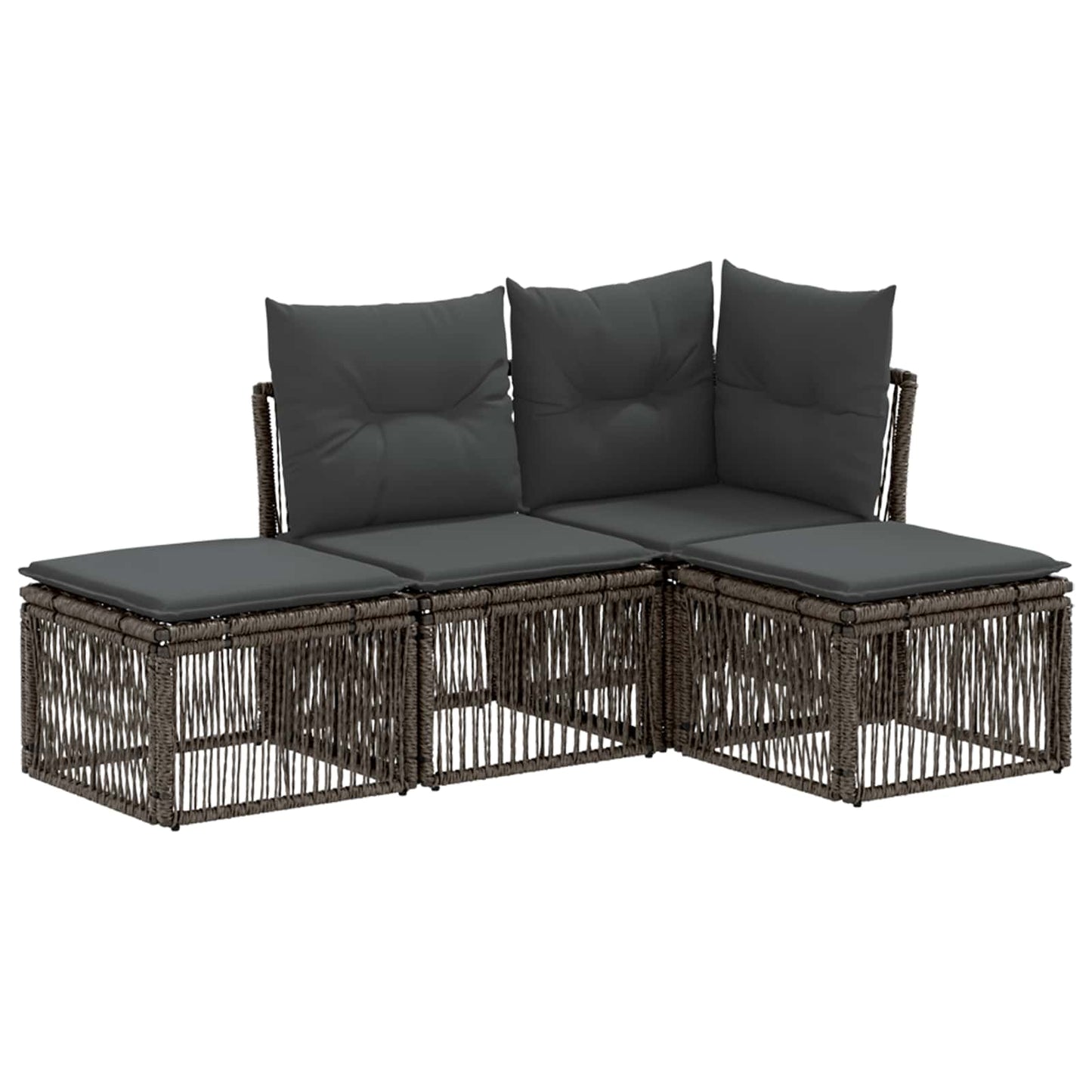 Set Divano da Giardino 4 pcs Grigio polyrattan | homemem39