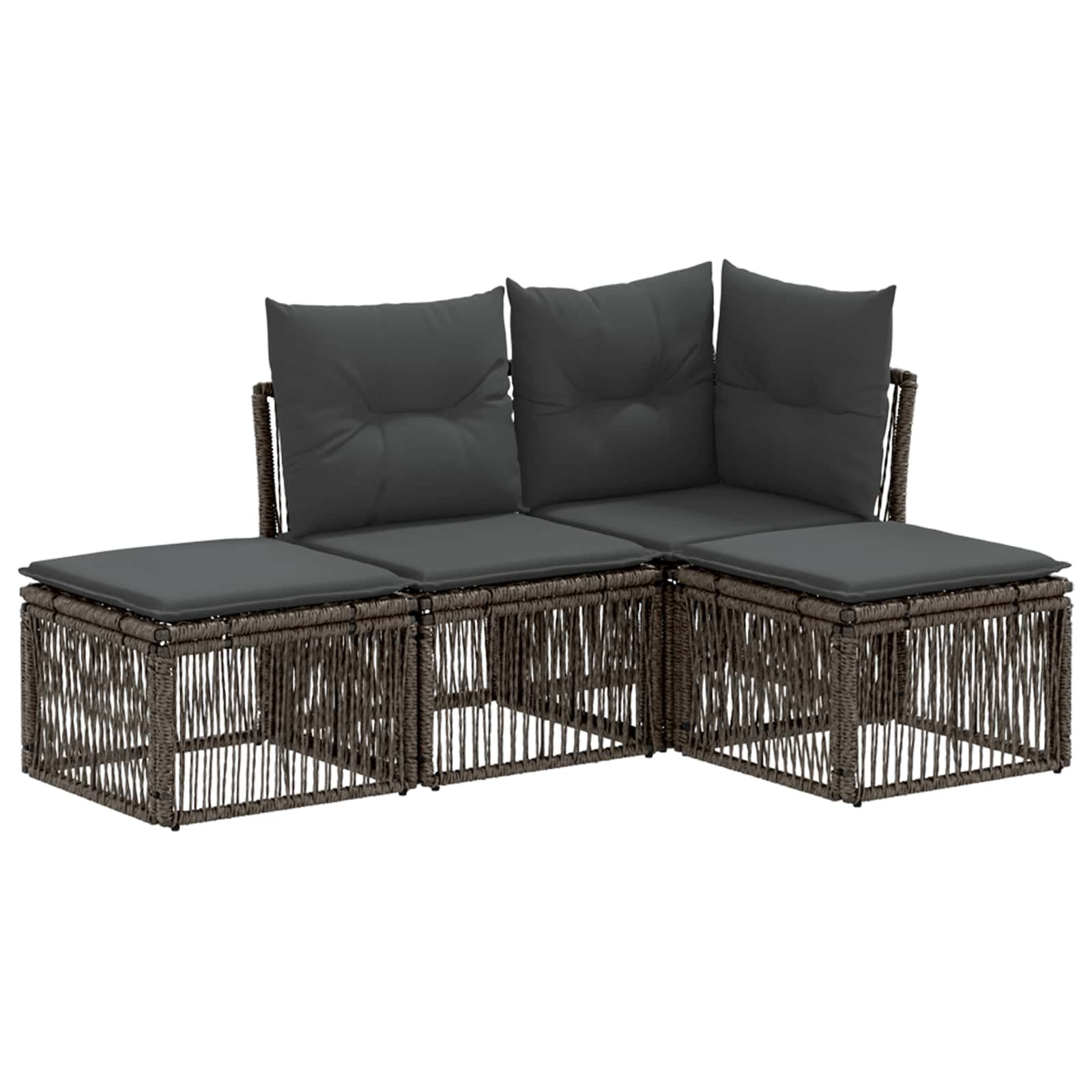 Set Divano da Giardino 4 pcs Grigio polyrattan | homemem39