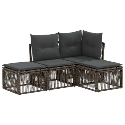 Set Divano da Giardino 4 pcs Grigio polyrattan | homemem39