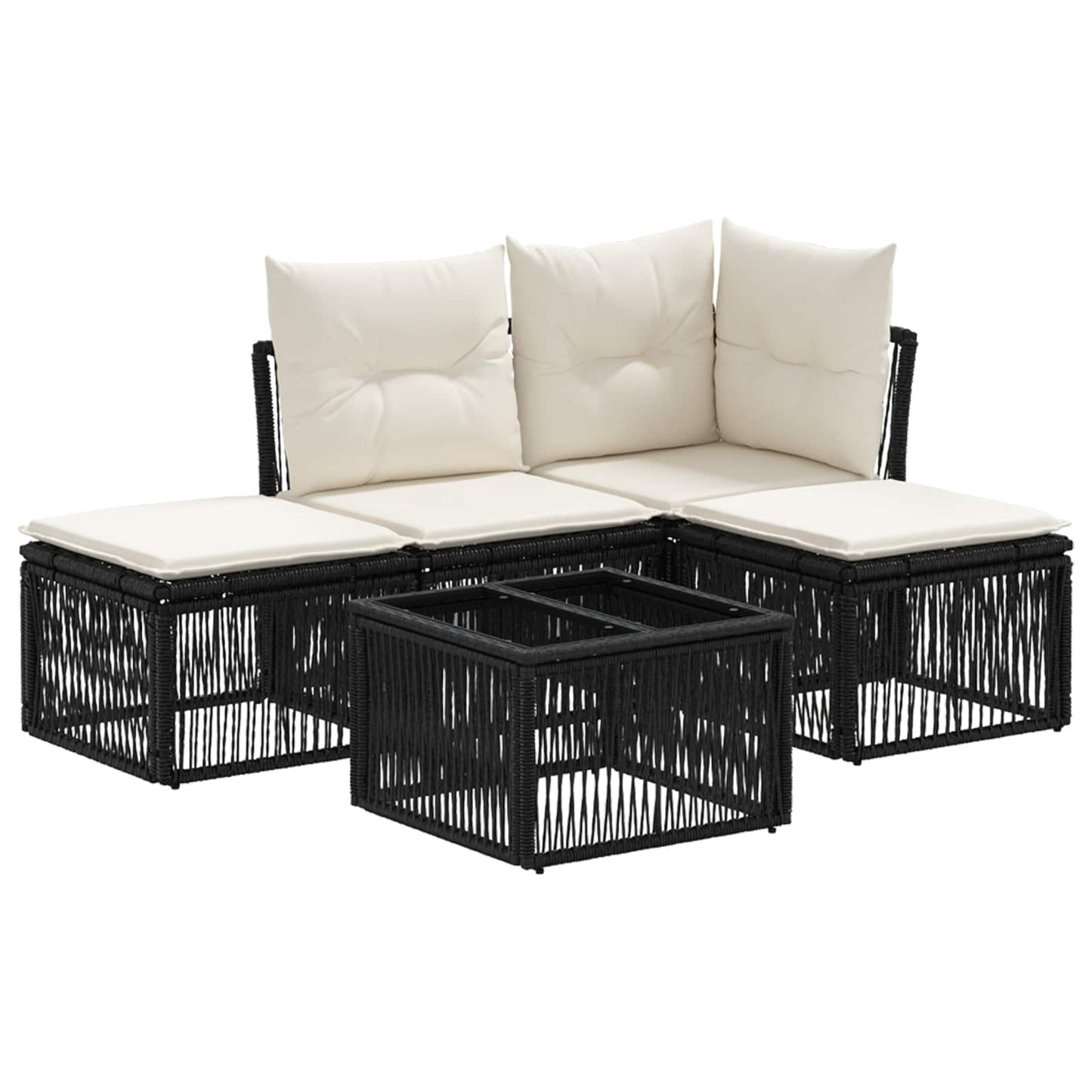 Set Divano da Giardino 5 pcs Nero polyrattan | homemem39