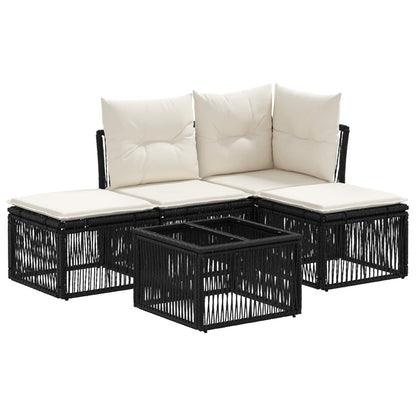 Set Divano da Giardino 5 pcs Nero polyrattan | homemem39