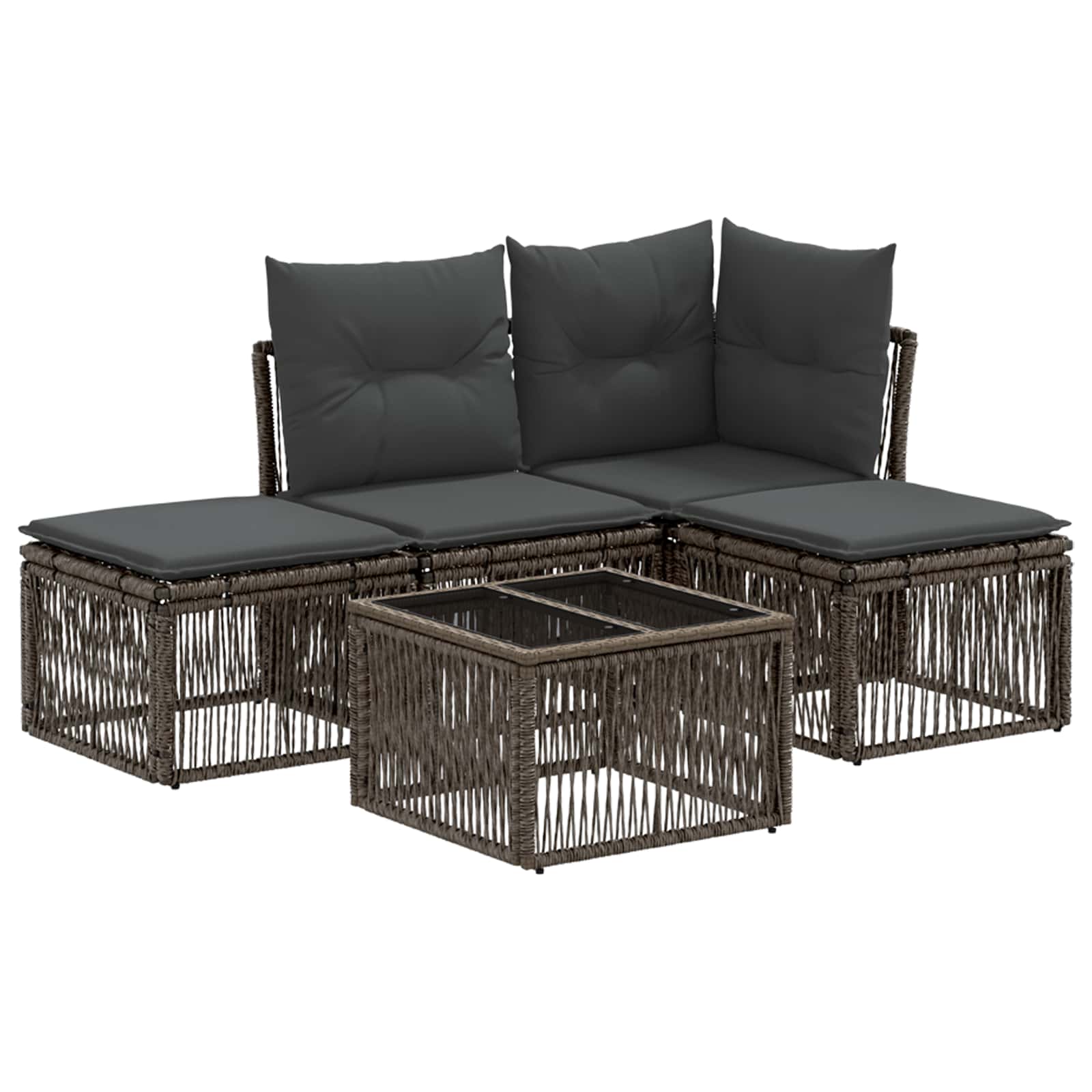 Set Divano da Giardino 5 pcs Grigio polyrattan | homemem39