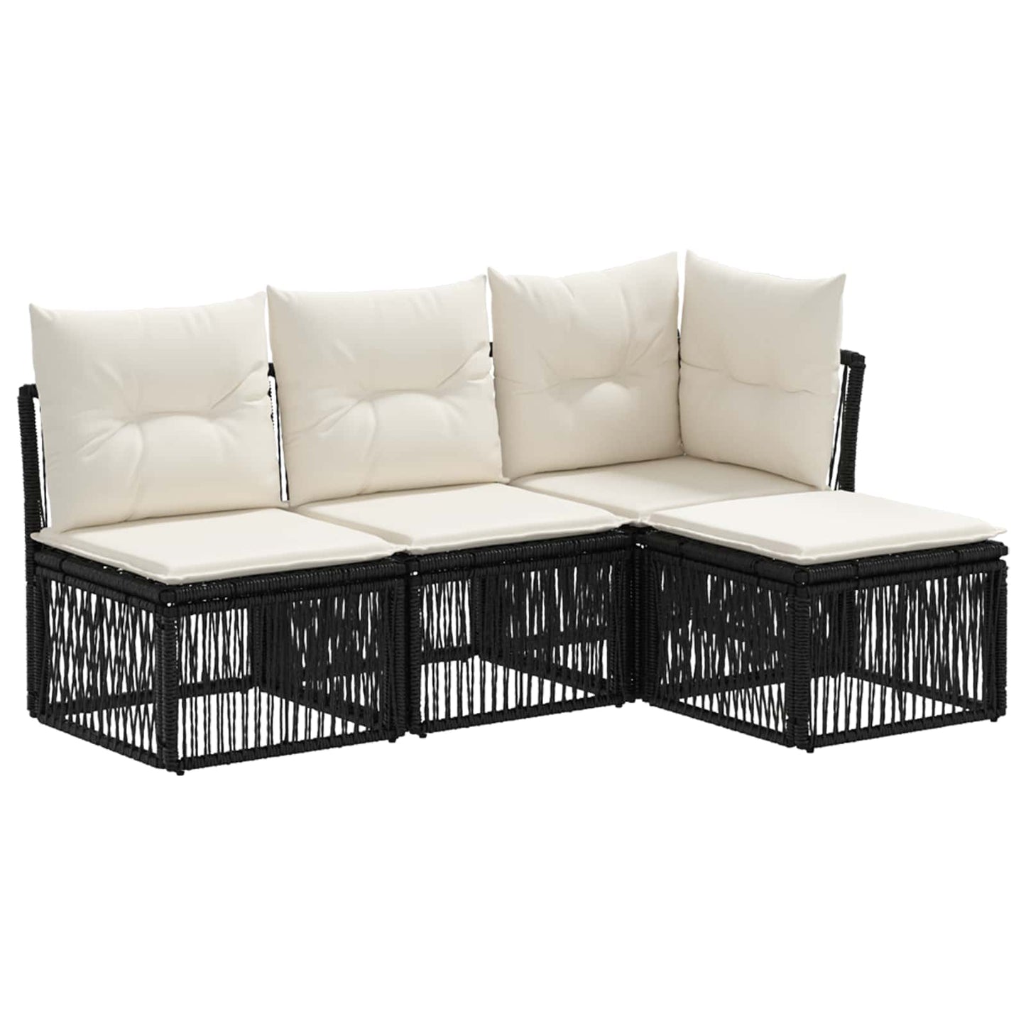 Set Divano da Giardino 4 pcs Nero polyrattan