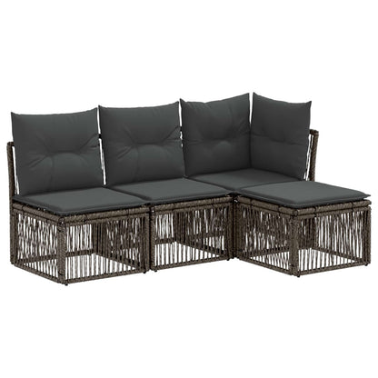 Set Divano da Giardino 4 pcs Grigio polyrattan | homemem39