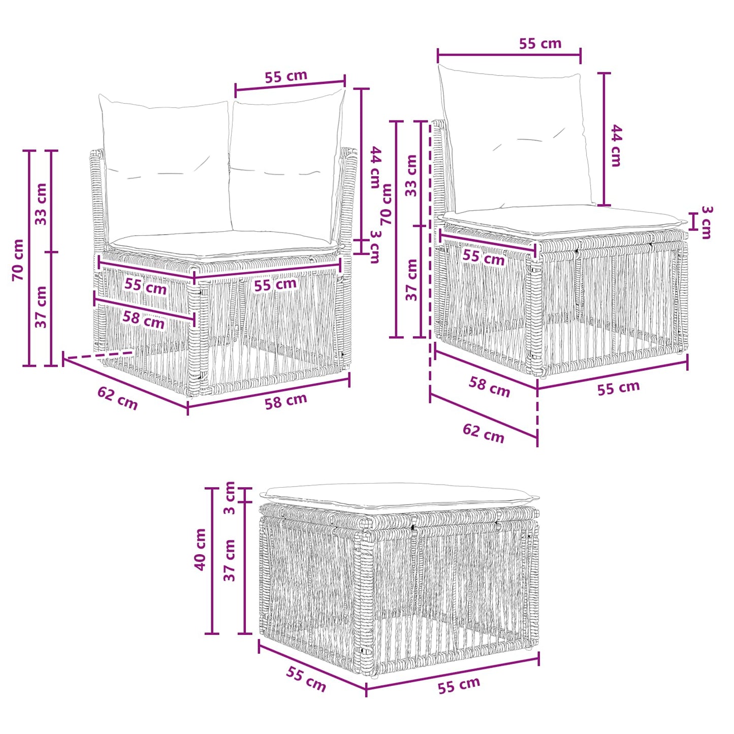 Set Divano da Giardino 4 pcs Grigio polyrattan | homemem39