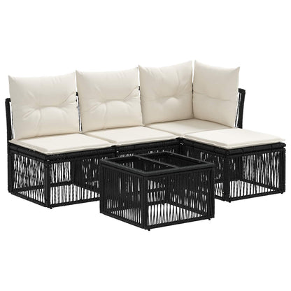 Set Divano da Giardino 5 pcs Nero polyrattan | homemem39
