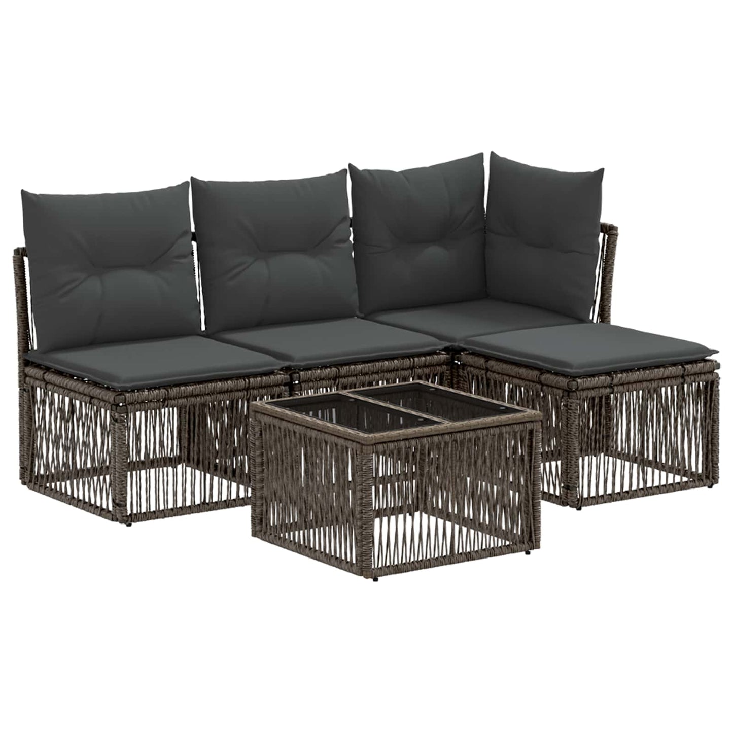 Set Divano da Giardino 5 pcs Grigio polyrattan | homemem39