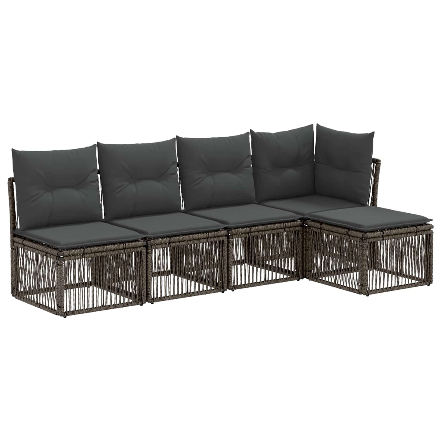 Set Divano da Giardino 5 pcs Grigio polyrattan | homemem39