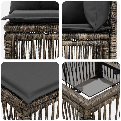 Set Divano da Giardino 6 pcs Grigio polyrattan | homemem39