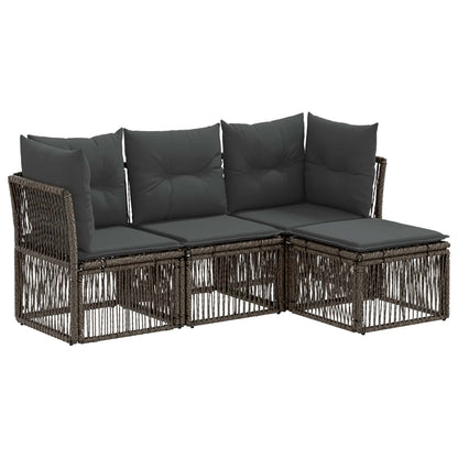 Set Divano da Giardino 4 pcs Grigio polyrattan | homemem39