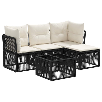 Set Divano da Giardino 5 pcs Nero polyrattan | homemem39