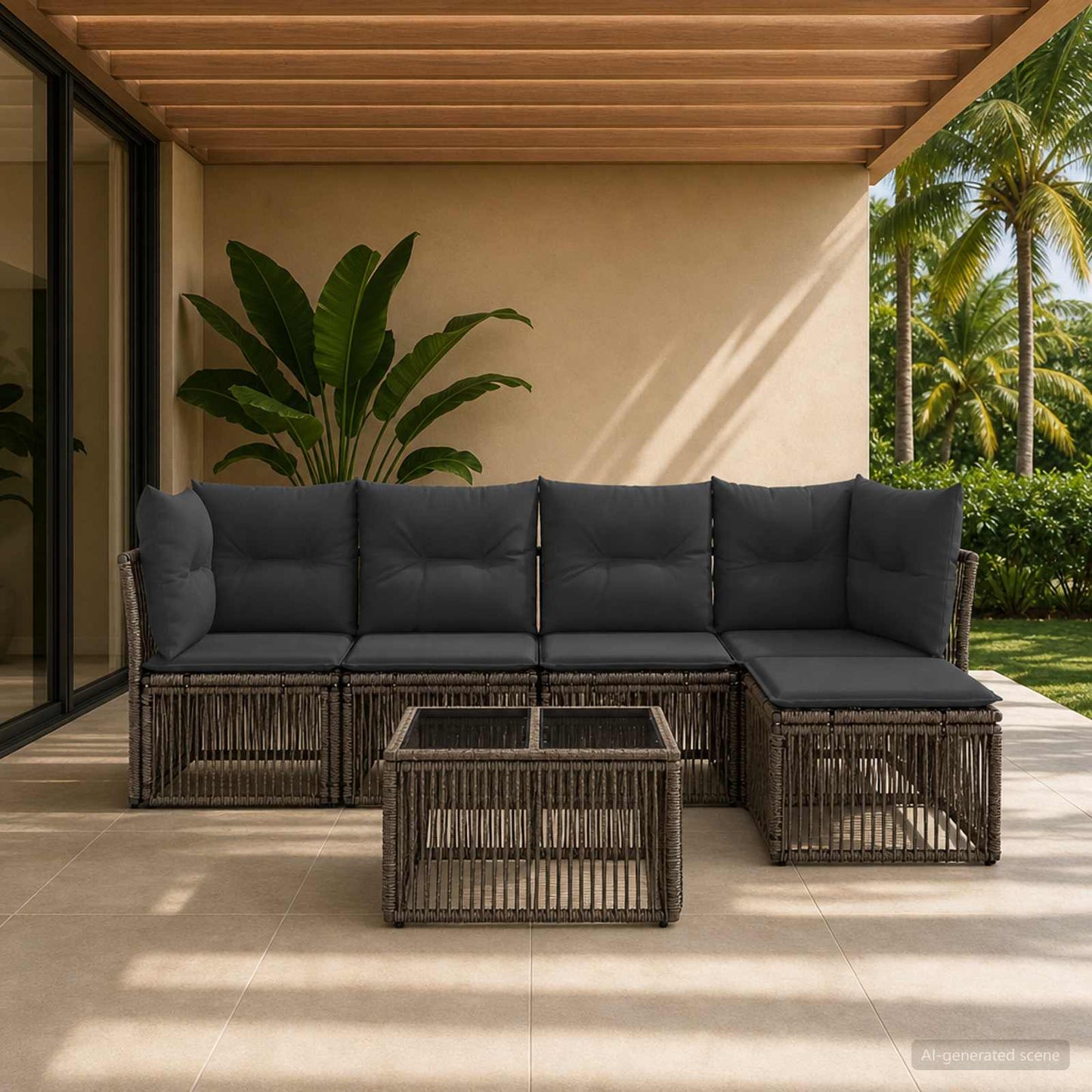 Set Divano da Giardino 6 pcs Grigio polyrattan | homemem39