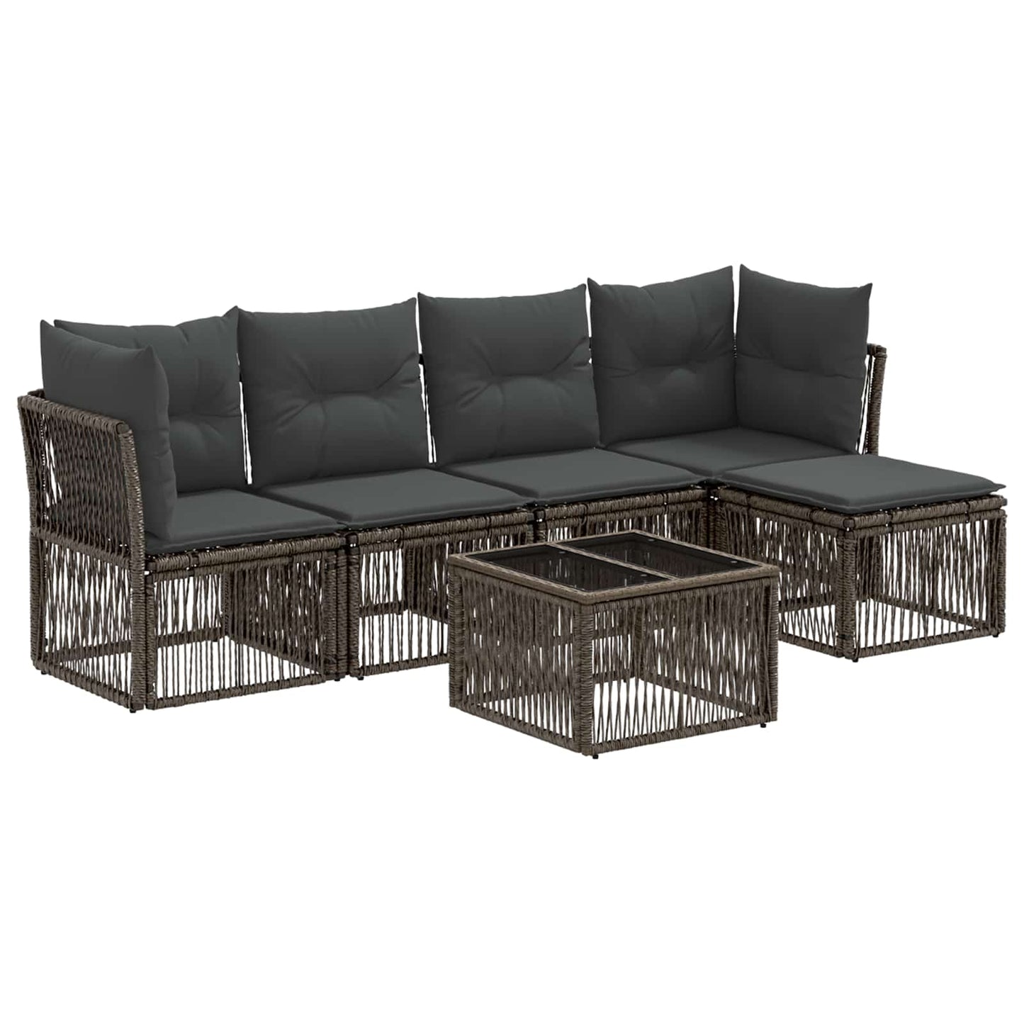 Set Divano da Giardino 6 pcs Grigio polyrattan | homemem39