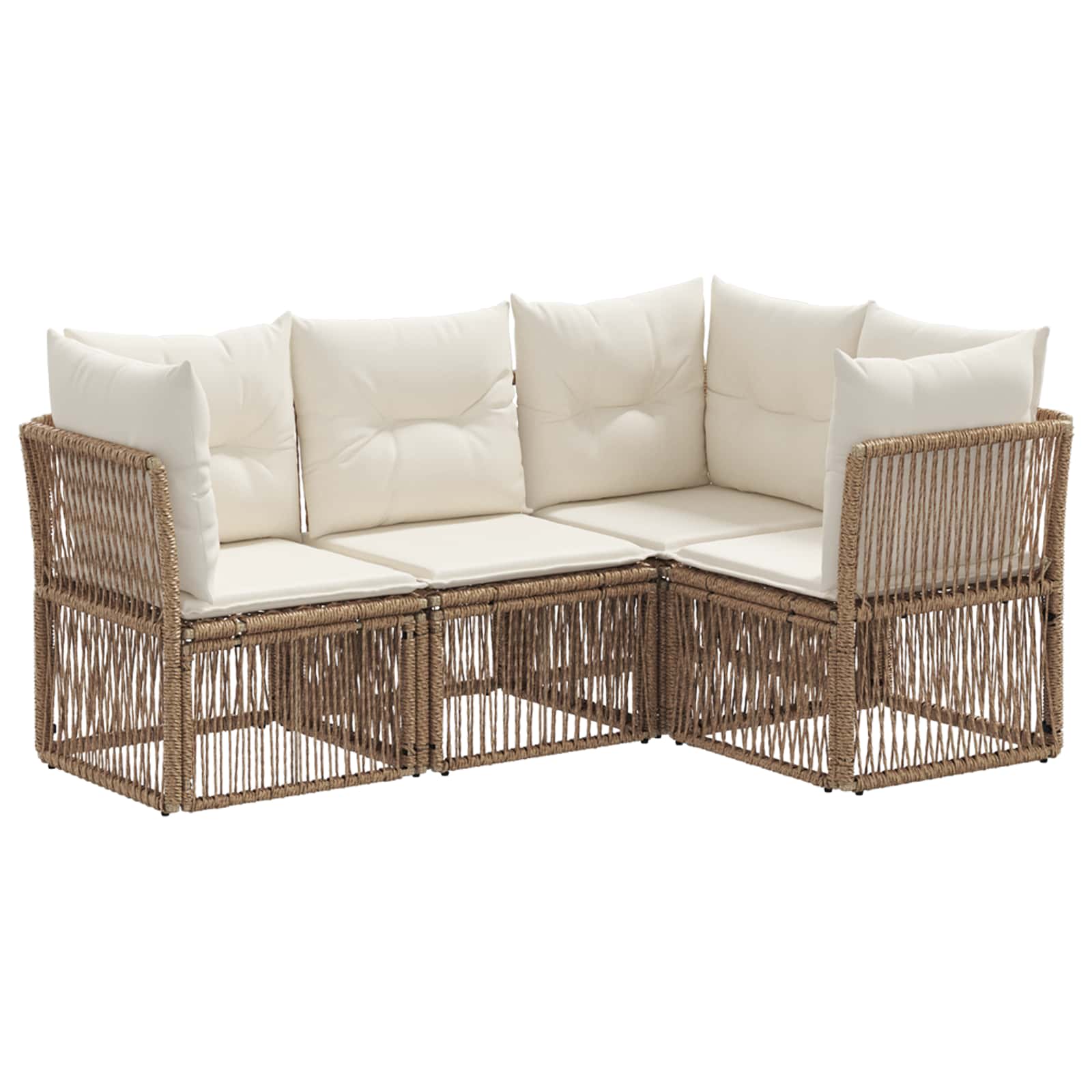 Set Divano da Giardino 4 pcs Beige polyrattan | homemem39