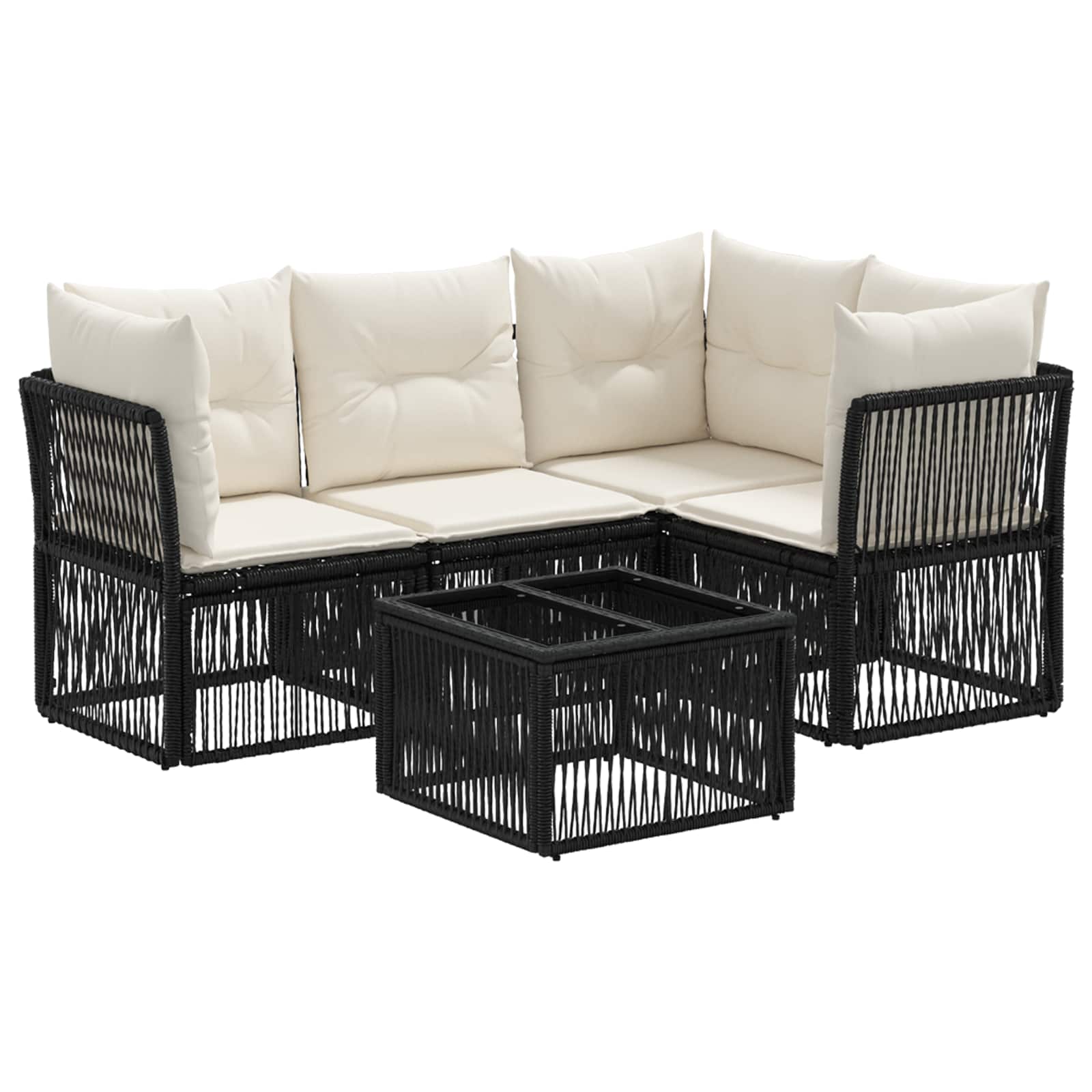 Set Divano da Giardino 5 pcs Nero polyrattan | homemem39