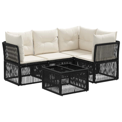 Set Divano da Giardino 5 pcs Nero polyrattan | homemem39