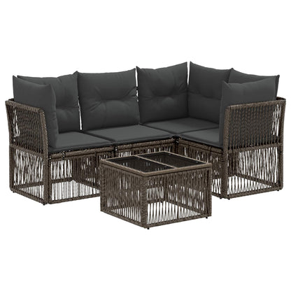 Set Divano da Giardino 5 pcs Grigio polyrattan | homemem39