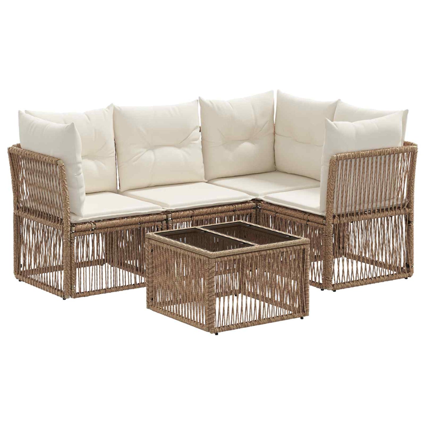 Set Divano da Giardino 5 pcs Beige polyrattan
