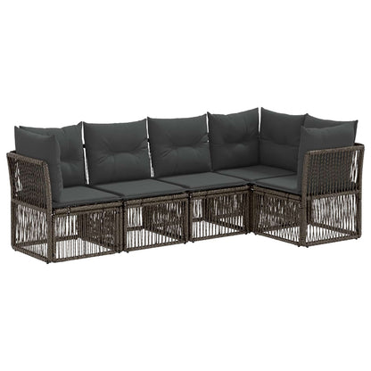 Set Divano da Giardino 5 pcs Grigio polyrattan | homemem39