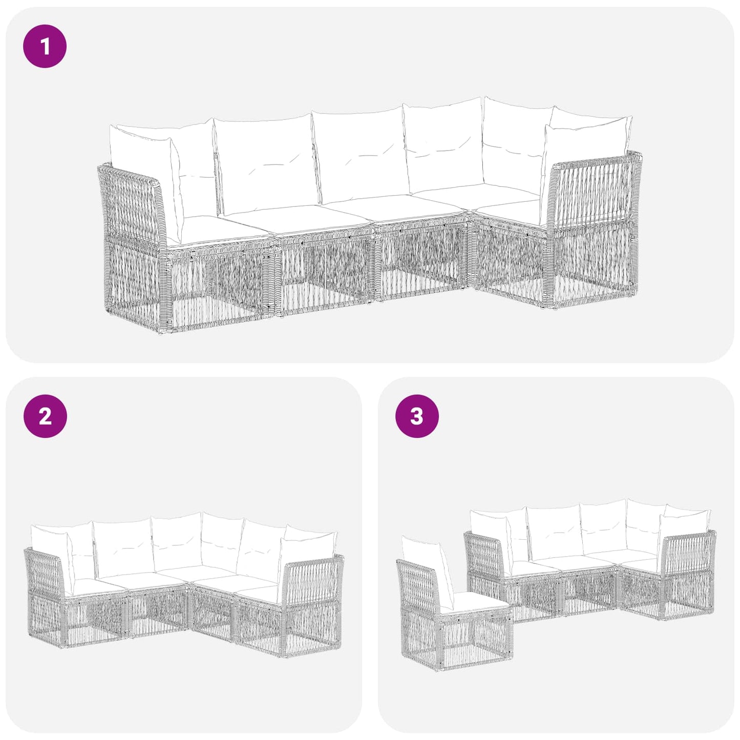 Set Divano da Giardino 5 pcs Beige polyrattan | homemem39