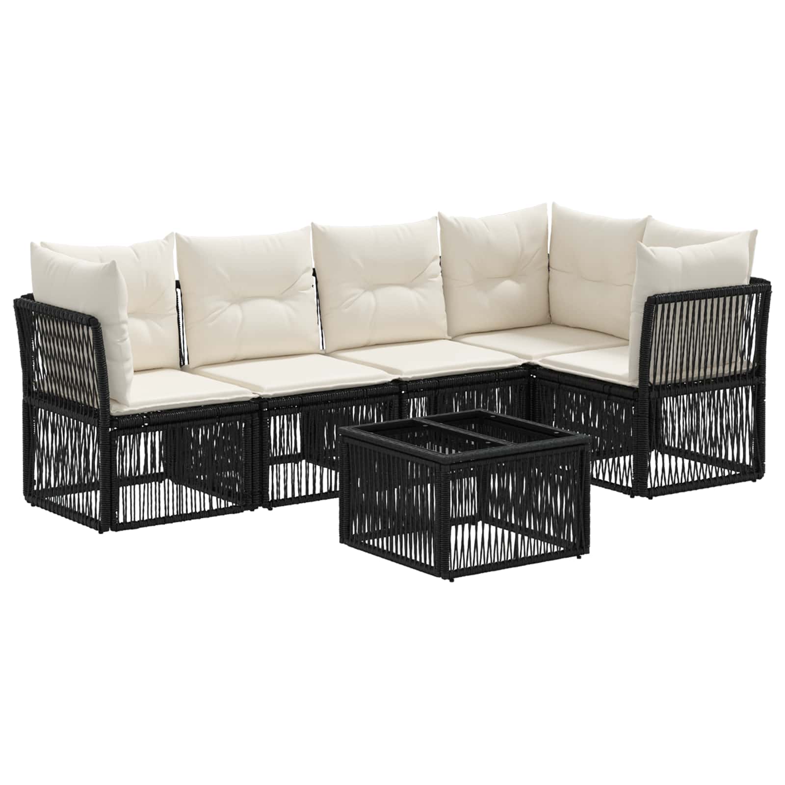 Set Divano da Giardino 6 pcs Nero polyrattan | homemem39