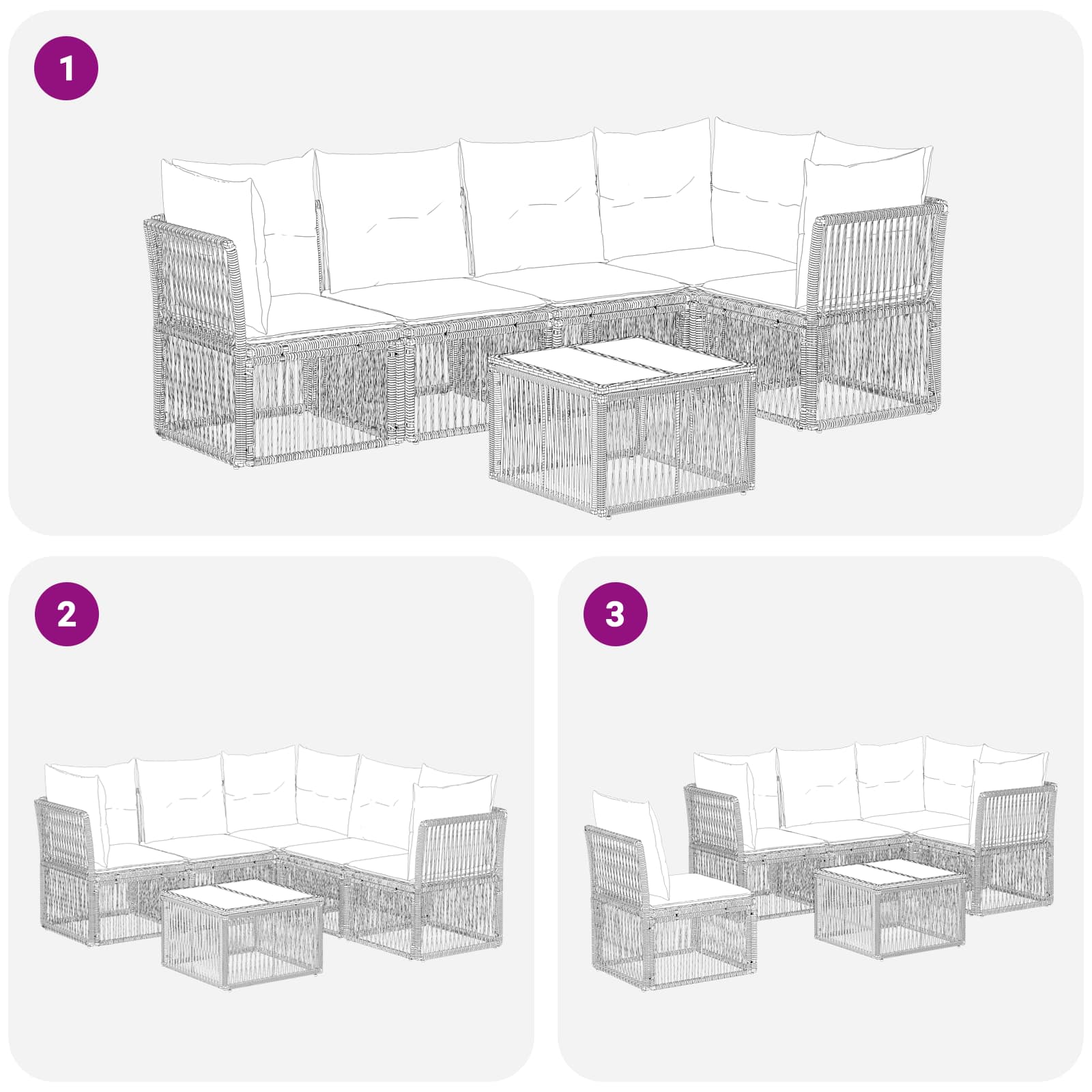Set Divano da Giardino 6 pcs Nero polyrattan | homemem39