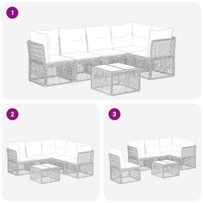 Set Divano da Giardino 6 pcs Nero polyrattan | homemem39