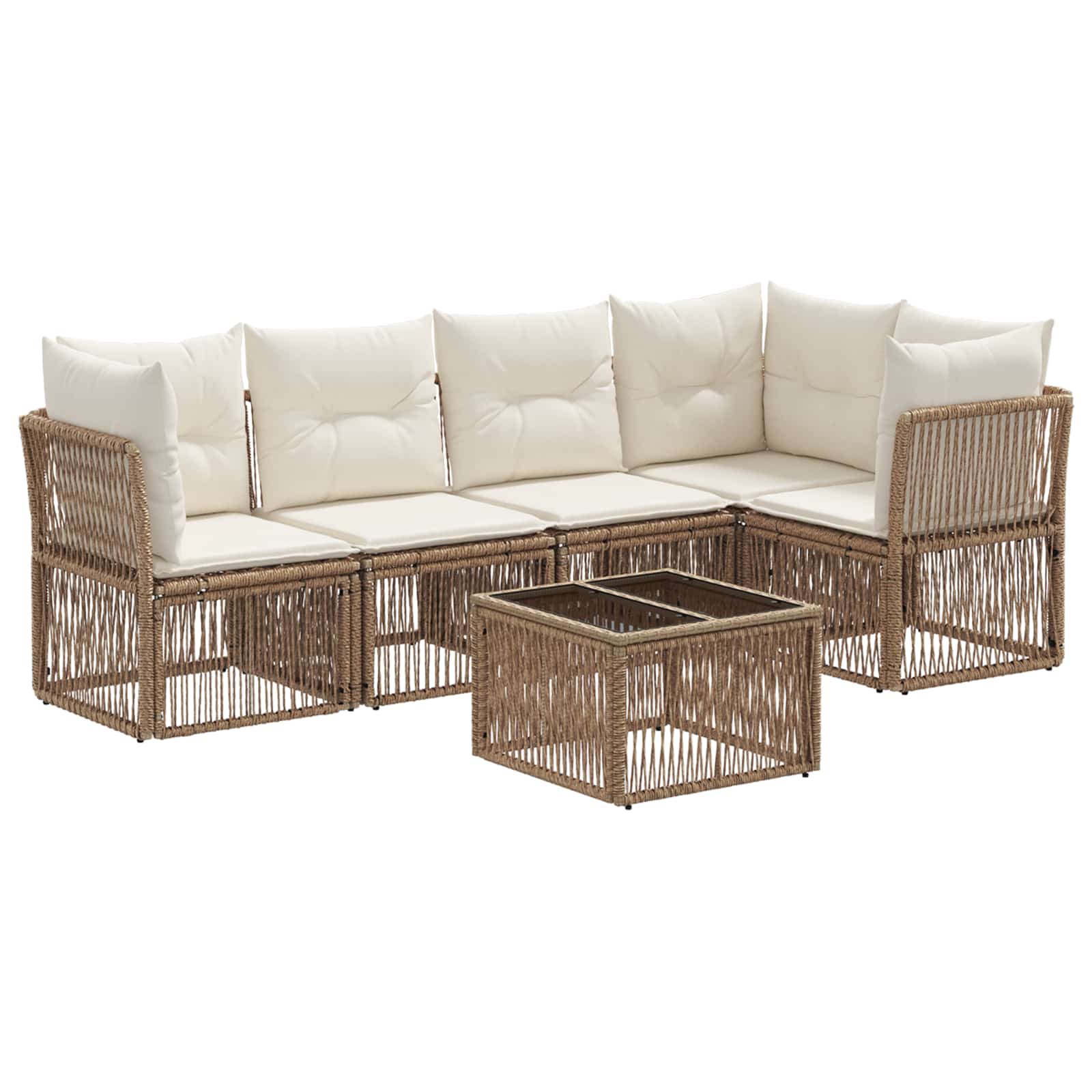 Set Divano da Giardino 6 pcs Beige polyrattan | homemem39