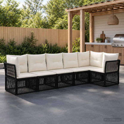 Set Divano da Giardino 6 pcs Nero polyrattan | homemem39