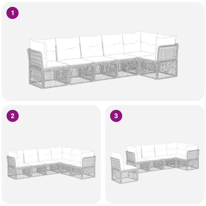 Set Divano da Giardino 6 pcs Beige polyrattan | homemem39