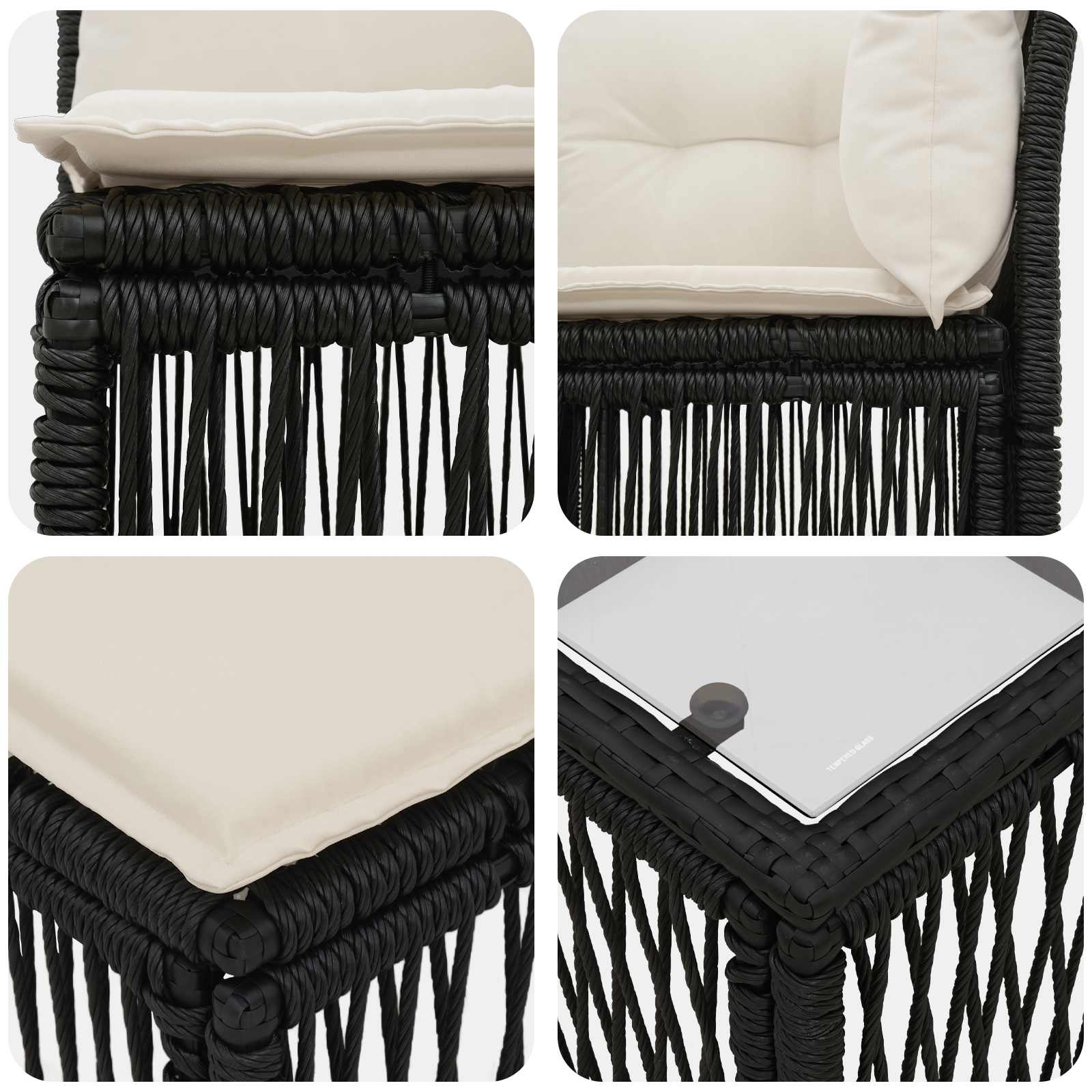 Set Divano da Giardino 7 pcs Nero polyrattan | homemem39