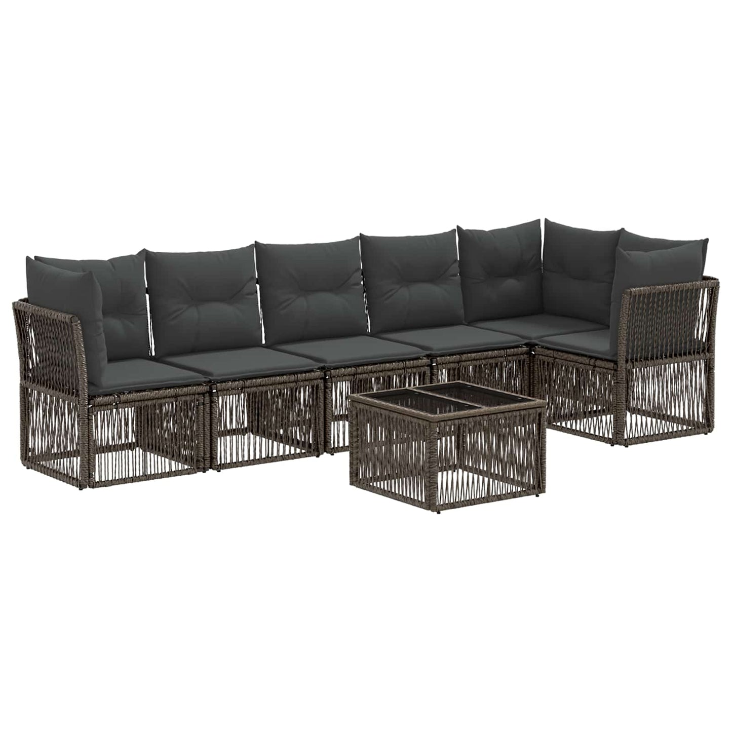 Set Divano da Giardino 7 pcs Grigio polyrattan | homemem39