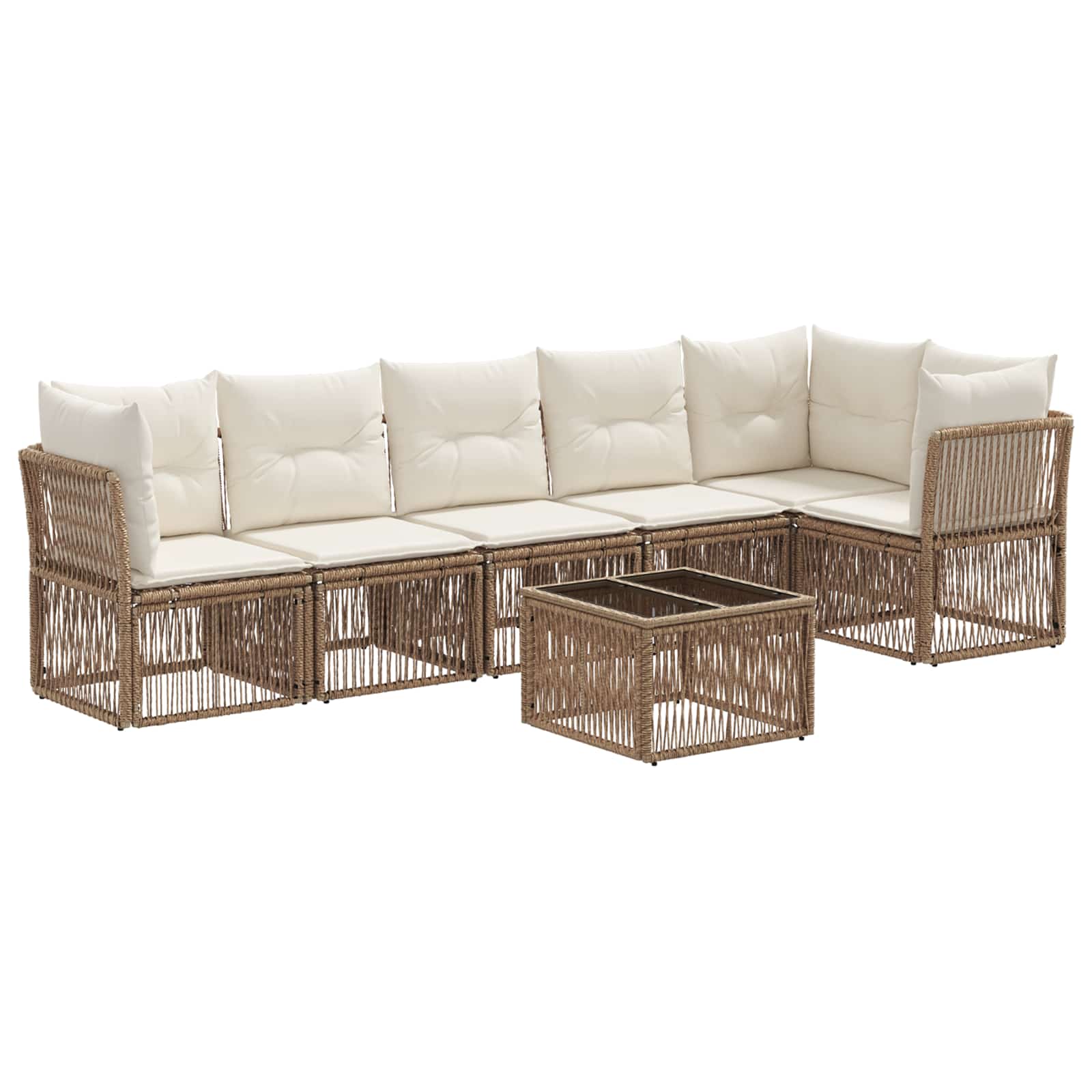 Set Divano da Giardino 7 pcs Beige polyrattan | homemem39