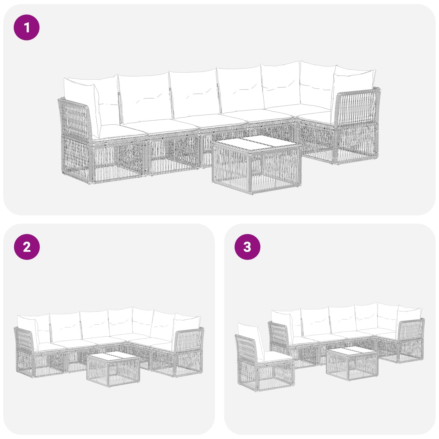 Set Divano da Giardino 7 pcs Beige polyrattan | homemem39