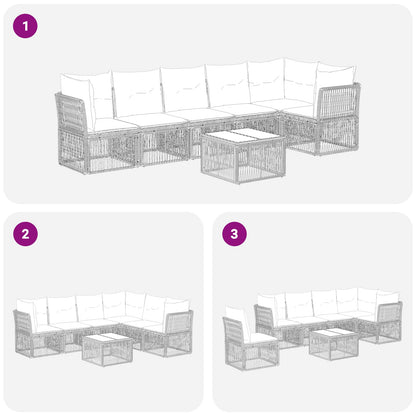 Set Divano da Giardino 7 pcs Beige polyrattan | homemem39