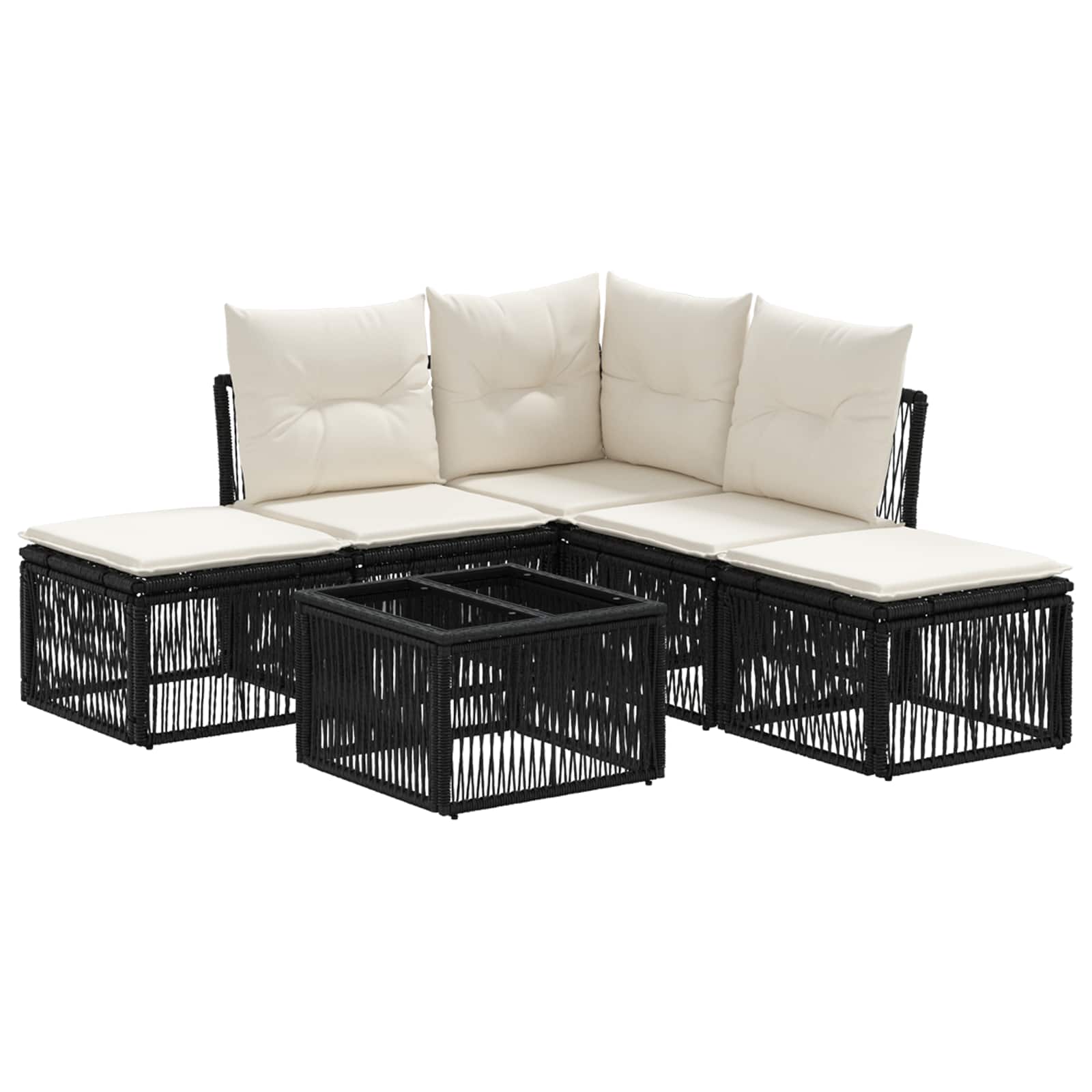Set Divano da Giardino 6 pcs Nero polyrattan | homemem39